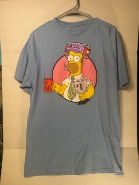 The Simpsons Homer Simpson #1 Dad Graphic T-Shirt Blue Men's Large